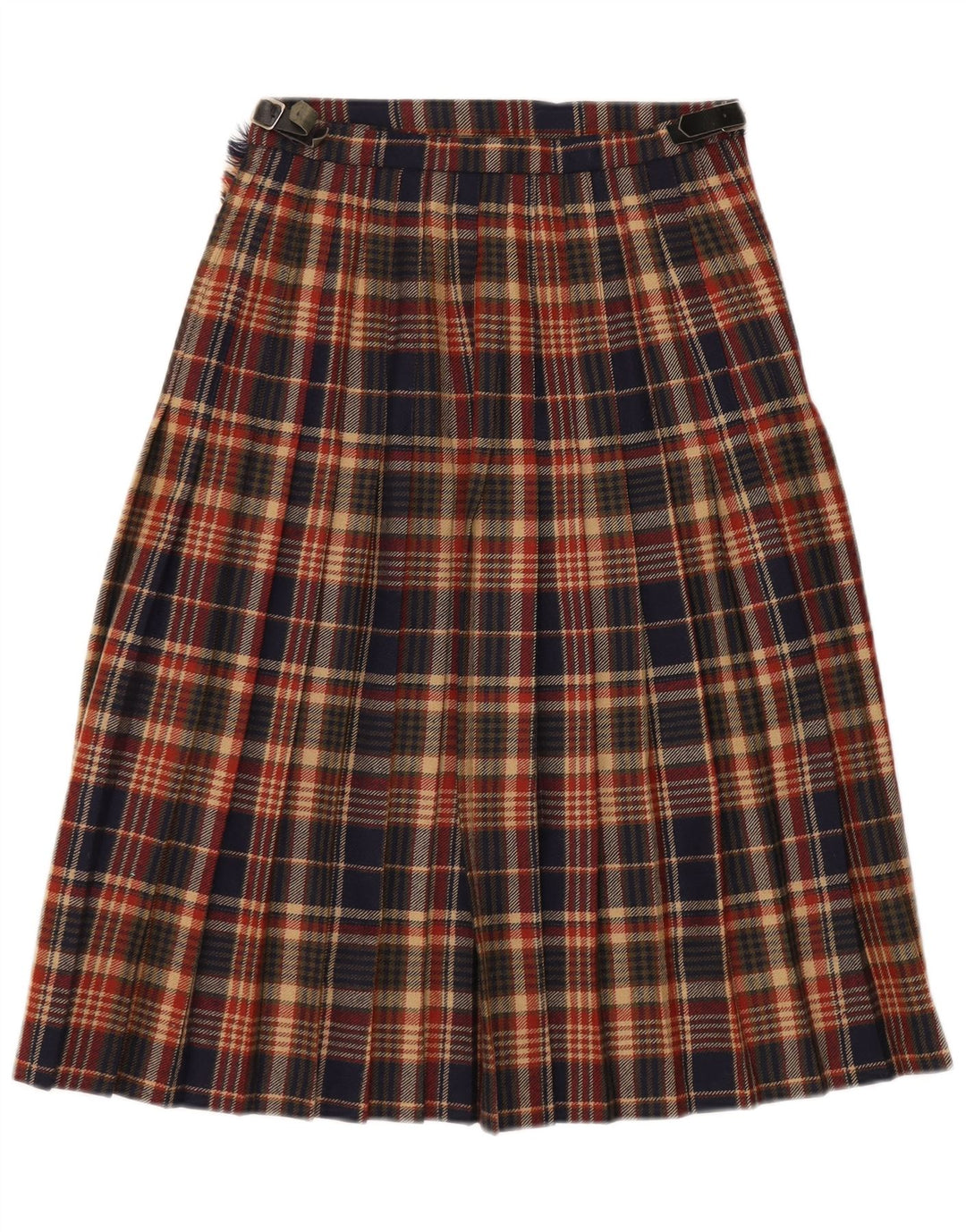 Fusta Wrap Vintage pentru femei UK 12 Medium W27 Lână virgină în carouri multicolore