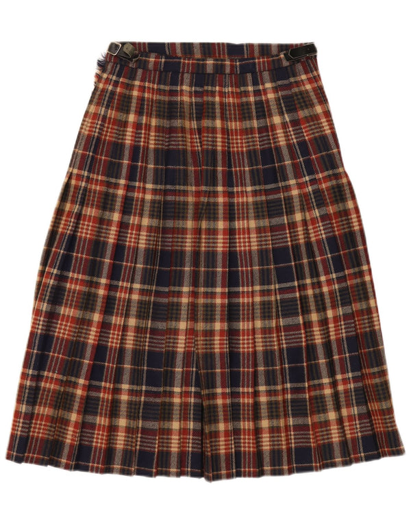 Fusta Wrap Vintage pentru femei UK 12 Medium W27 Lână virgină în carouri multicolore