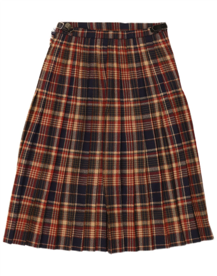 Fusta Wrap Vintage pentru femei UK 12 Medium W27 Lână virgină în carouri multicolore