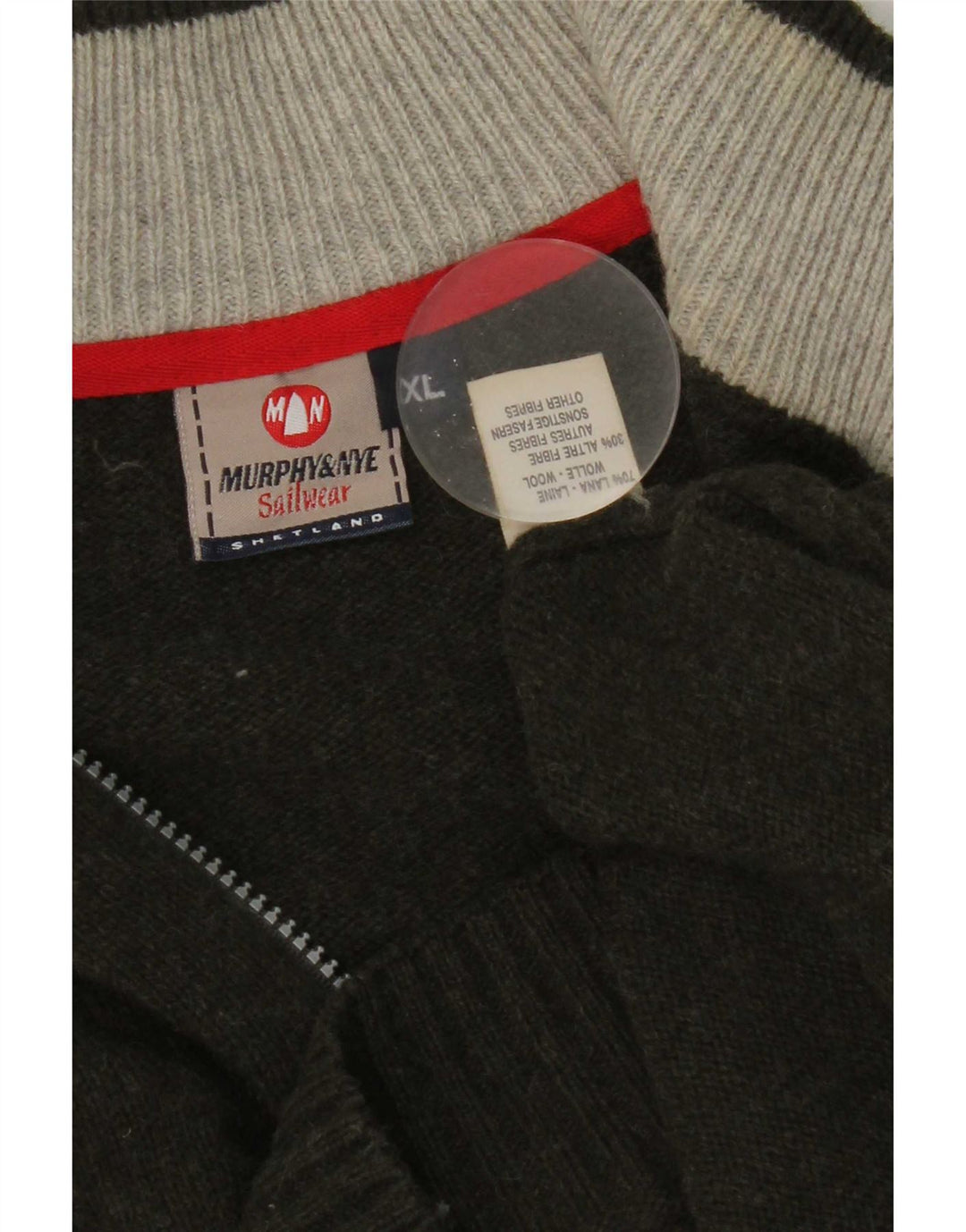 Murphy & Nye Pulover pentru bărbați, cu fermoar, cu gât, XL, lână verde