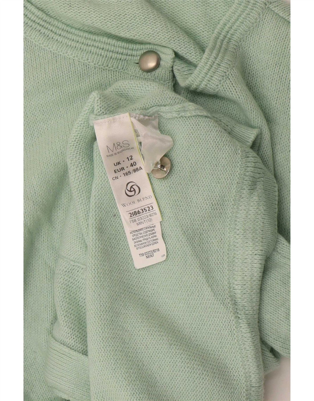 Pulover cardigan pentru femei Marks & Spencer UK 12 verde mediu acrilic