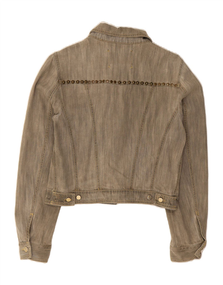 ROCCOBAROCCO Womens Crop Denim Jacket UK 14 Medium Grey Vintage Roccobarocco and Second-Hand Roccobarocco from Messina Hembry 