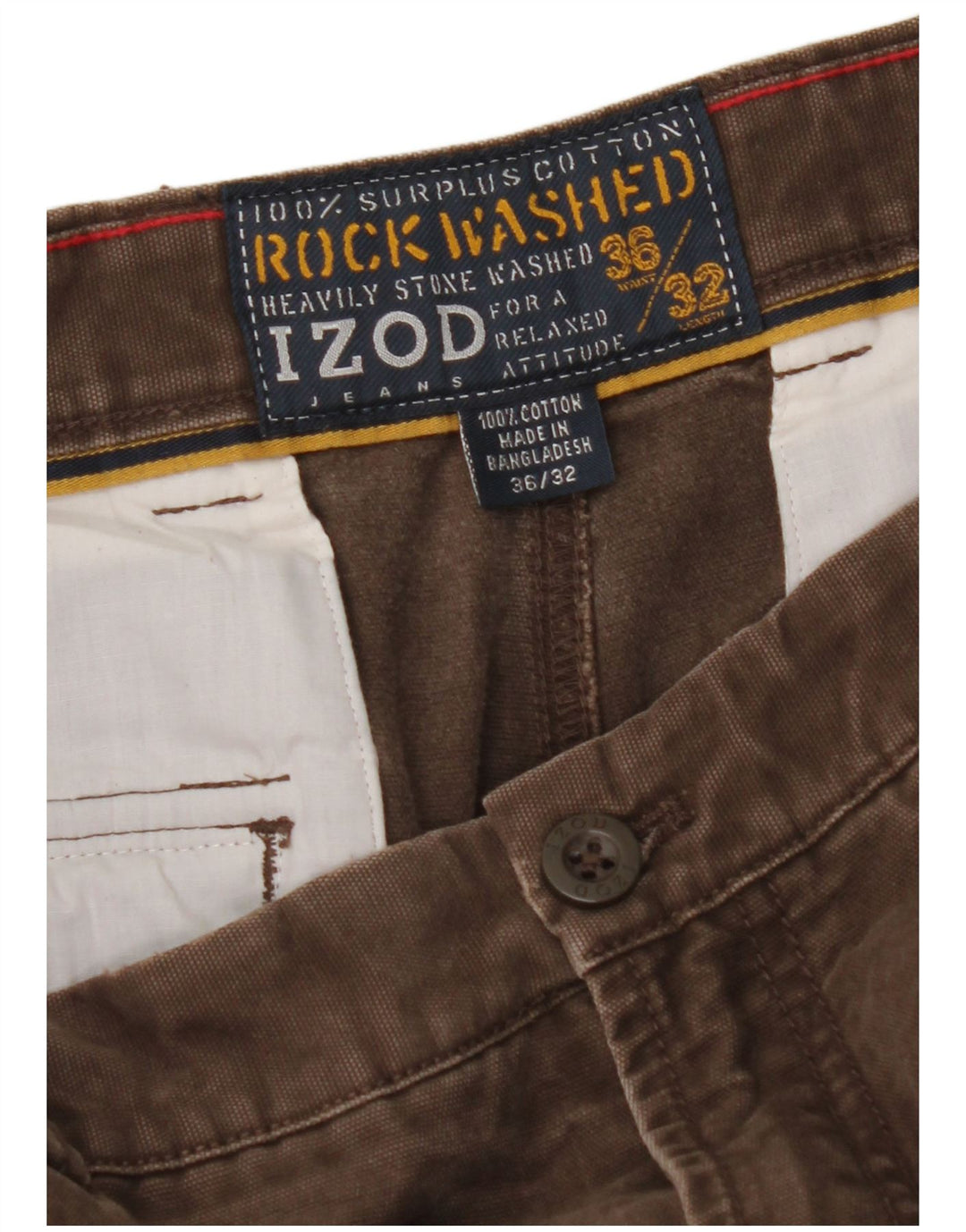 IZOD Pantaloni drepti cargo pentru bărbați W36 L32 bumbac maro
