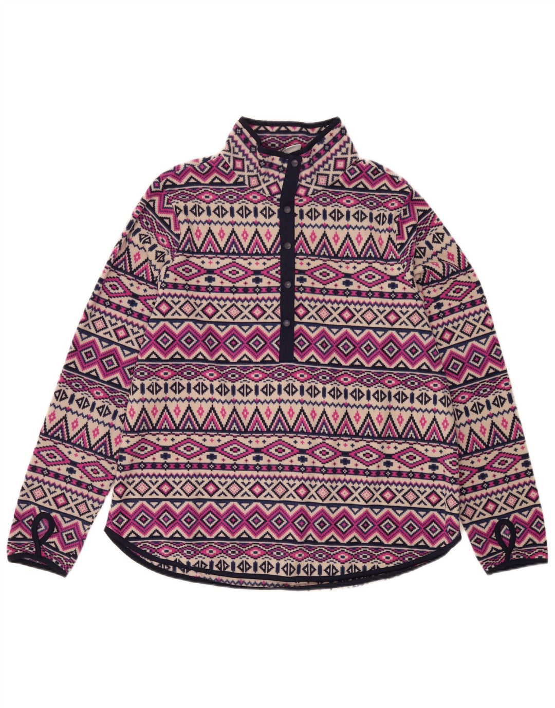 Pulover pentru femei Tchibo, cu gât cu nasturi, fleece UK 16, mare, multicolor, Fair Isle