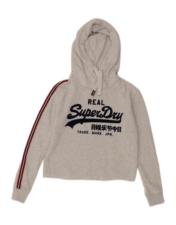 Pulover Superdry Crop Graphic Oversized Hoodie pentru femei UK 6 XS Bumbac gri