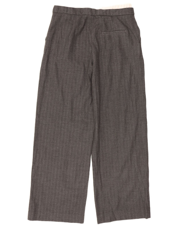 Pantaloni casual pentru femei cu picioare largi Zara Mici L26 L29 Gri Herringbone