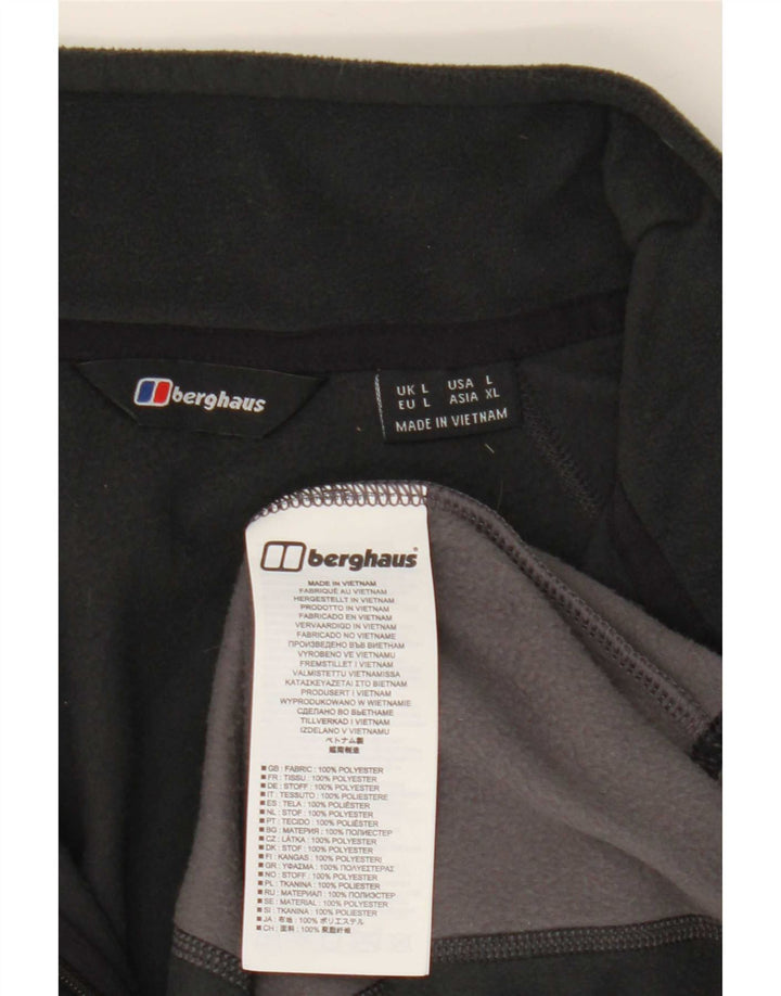 Jumper pentru bărbați Berghaus, cu fermoar și gât, din lână, mare, negru, din poliester
