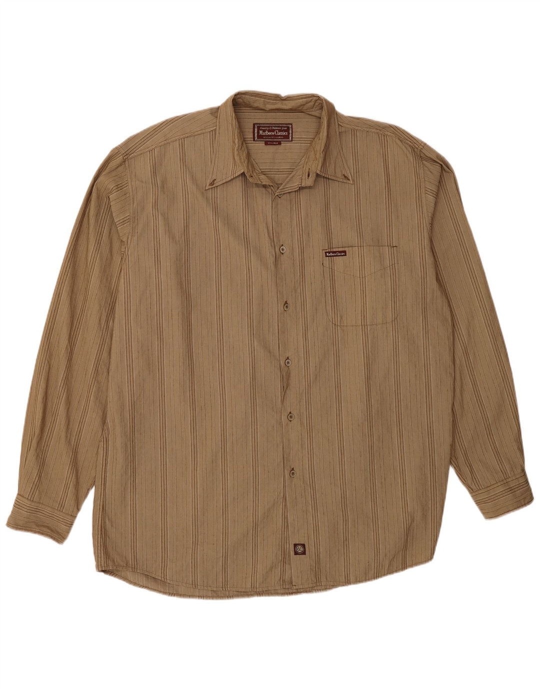 Cămașă pentru bărbați Marlboro Classics 2XL, bej, bumbac cu dungi