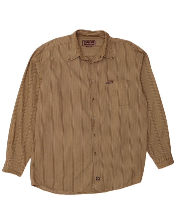 Cămașă pentru bărbați Marlboro Classics 2XL, bej, bumbac cu dungi