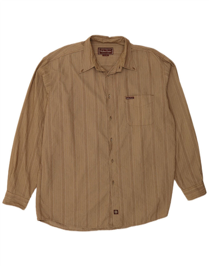 Cămașă pentru bărbați Marlboro Classics 2XL, bej, bumbac cu dungi