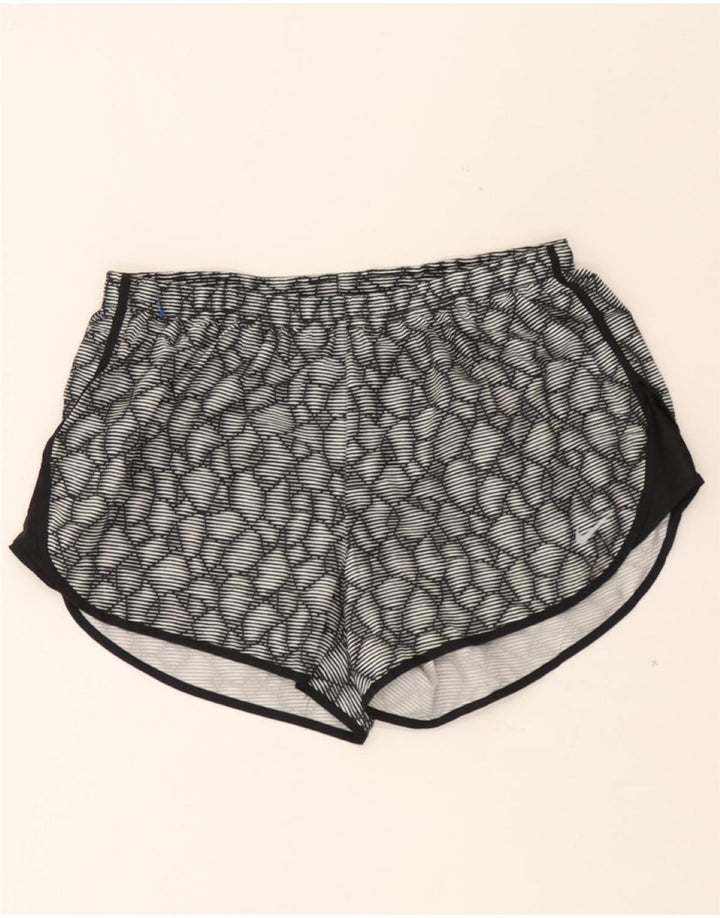 NIKE Womens Abstract Pattern Sport Shorts UK 16 Large Grey Polyester Vintage Nike and Second-Hand Nike from Messina Hembry 