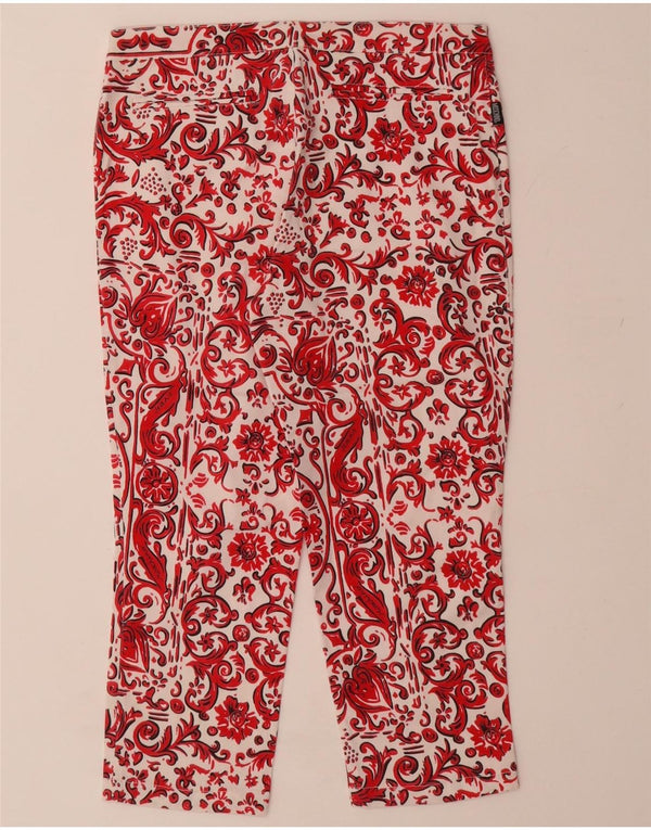 Pantaloni capri drepti pentru femei MOSCHINO UK 12 Medium W28 L21 Red Paisley