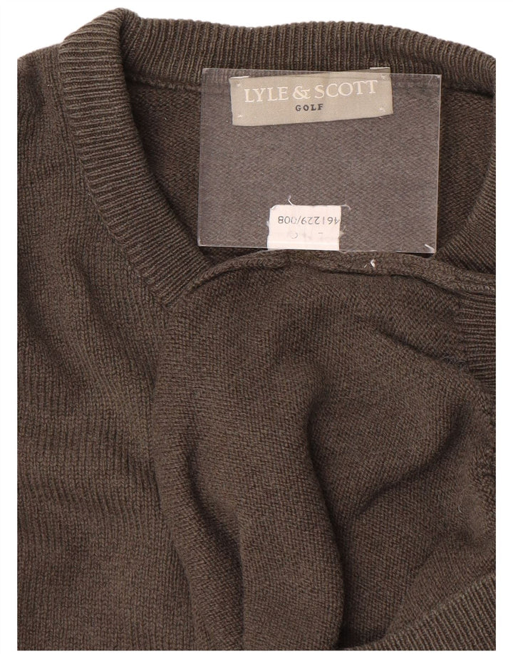 Pulover Lyle & Scott pentru bărbați de golf cu gât turnat, mare, gri