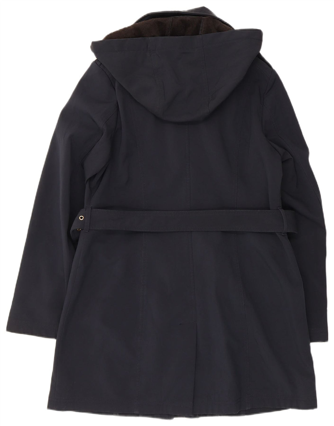 Trench pentru femei Michael Kors cu glugă UK 14 Poliester mediu albastru bleumarin