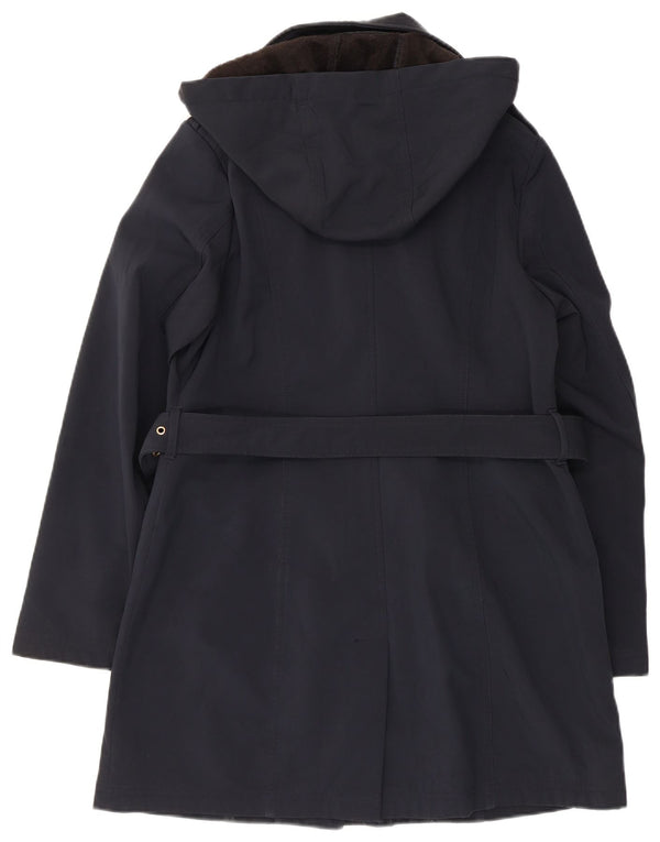 Trench pentru femei Michael Kors cu glugă UK 14 Poliester mediu albastru bleumarin