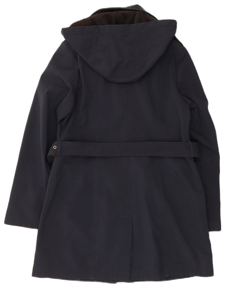 Trench pentru femei Michael Kors cu glugă UK 14 Poliester mediu albastru bleumarin