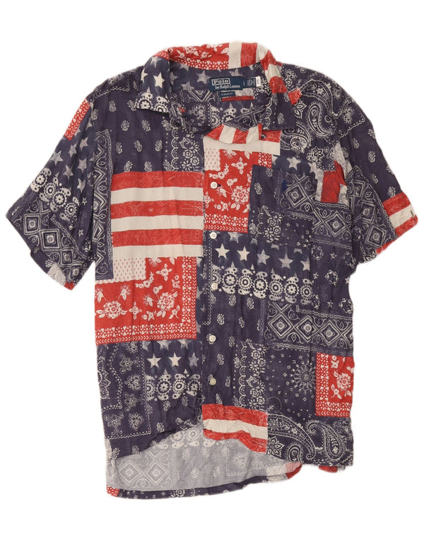 Cămașă pentru bărbați Polo Ralph Lauren cu mânecă scurtă, mare, bleumarin, mozaic
