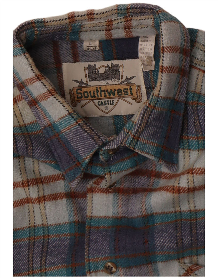 Cămașă din flanel pentru bărbați Southwest Mărimea 41/42, bumbac mare cu carouri albastre