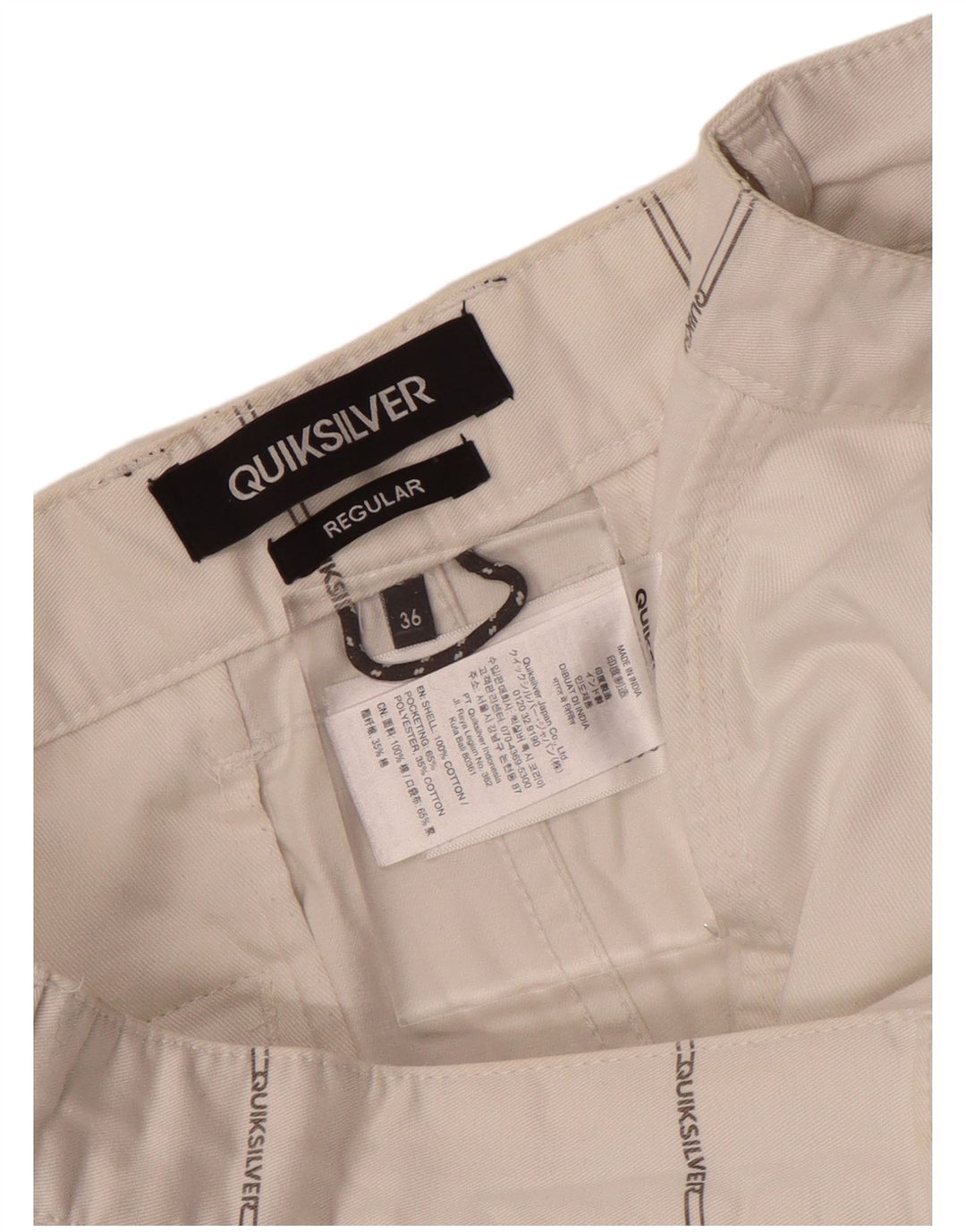 Pantaloni scurți chino obișnuiți pentru bărbați Quiksilver W36, bumbac cu carouri albe mari