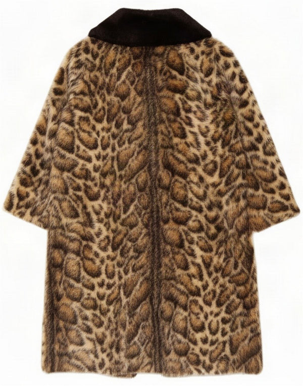 Vintage pentru femei cu mâneci 3/4 de blană artificială UK 14 Medium Brown Animal Print