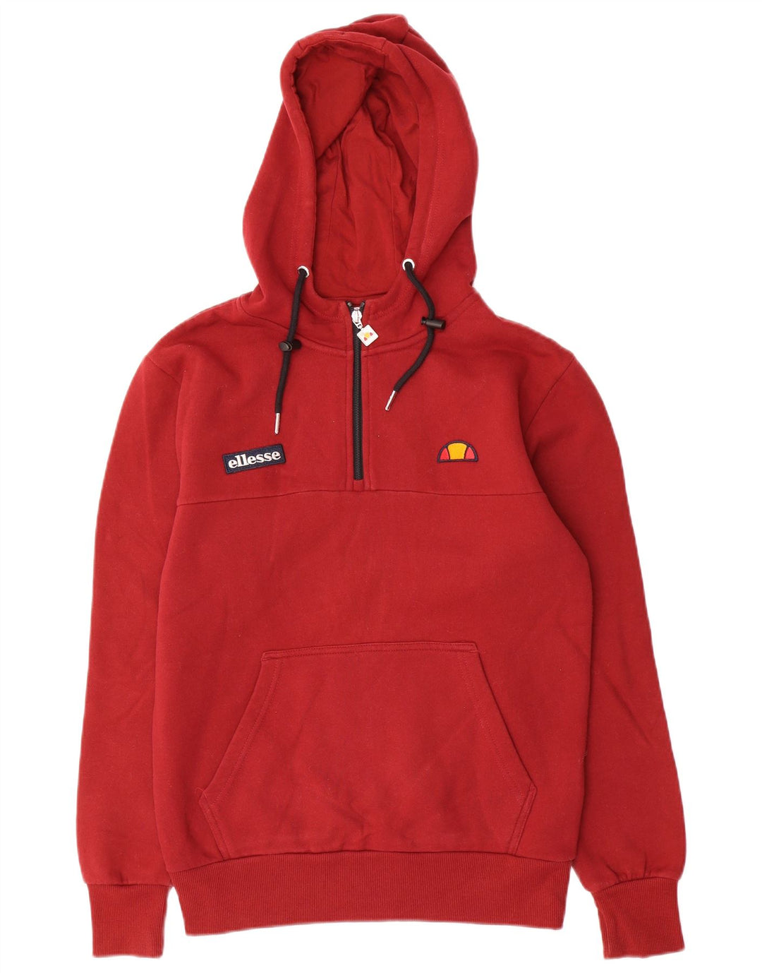 ELLESSE Pulover cu glugă cu fermoar pentru bărbați, bumbac roșu