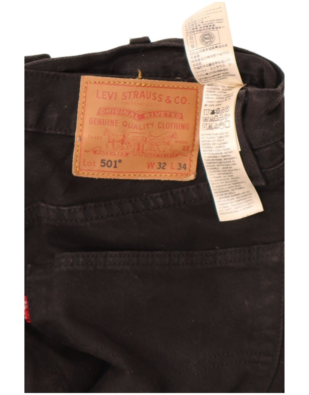 Blugi drepti pentru bărbați Levi's 501 W32 L34 bumbac negru