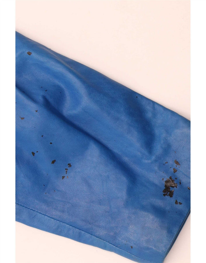 Jachetă de piele vintage pentru femei UK 10 Small Blue