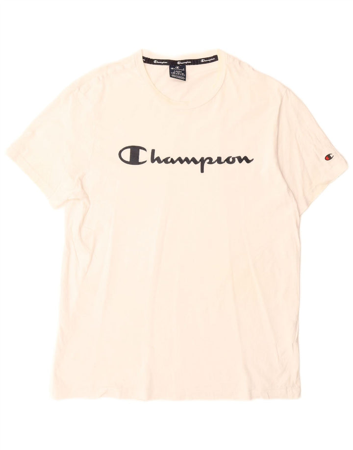 Tricou grafic Champion pentru bărbați Top mare din bumbac alb