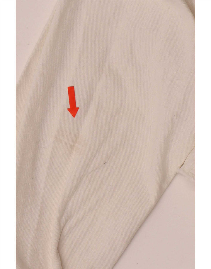 Jachetă de denim crop vintage pentru femei UK 10 mic bumbac alb