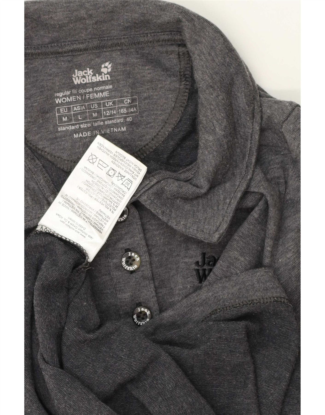 Tricou polo Jack Wolfskin pentru femei Marea Britanie 12/14 Poliester cu pete gri mediu