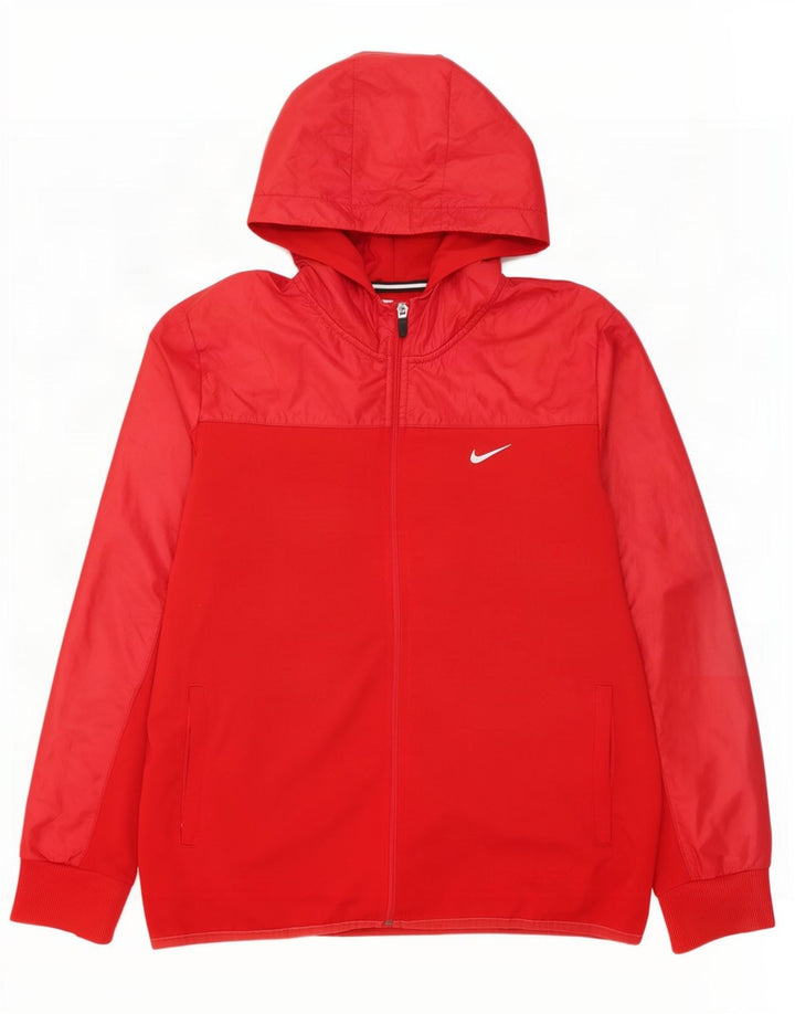 Jachetă de trening cu glugă Nike Dri Fit pentru bărbați, poliester roșu mediu