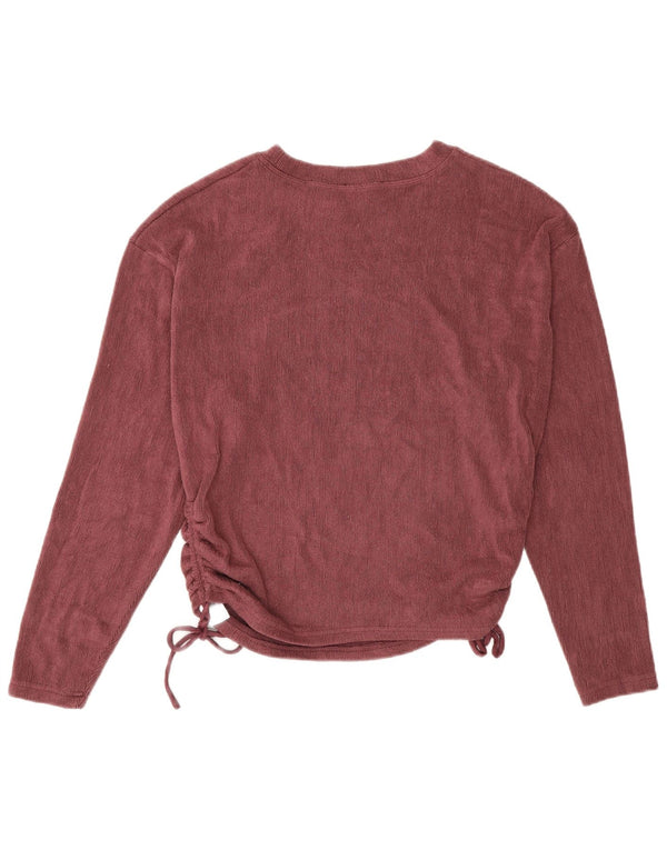 Top pentru femei din velur Zara cu mânecă lungă UK 14 Medium Burgundy Poliester