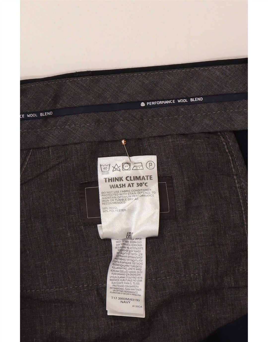 Marks & Spencer Pantaloni de costum croit pentru bărbați L44 L31 Lână bleumarin