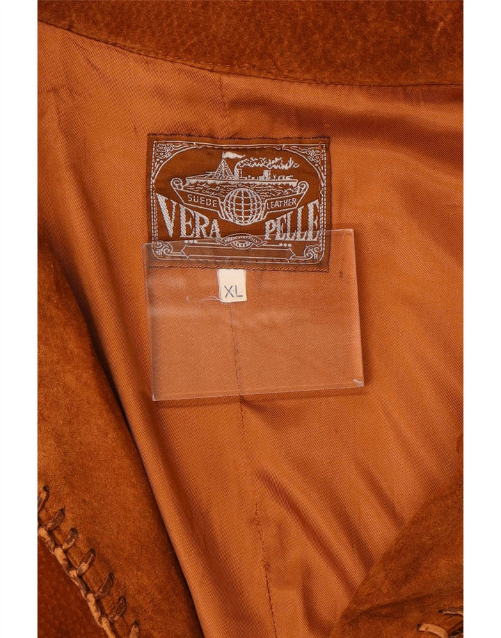 Jachetă vintage pentru bărbați din piele intoarsa UK 42 XL din piele maro