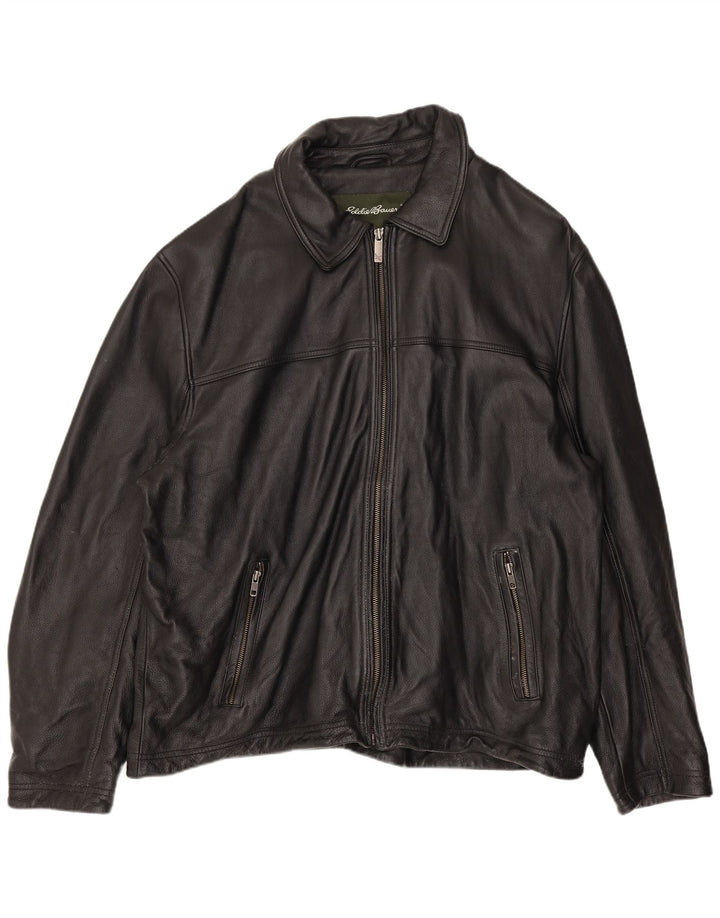 Geacă de piele pentru bărbați Eddie Bauer UK 42 XL din piele neagră