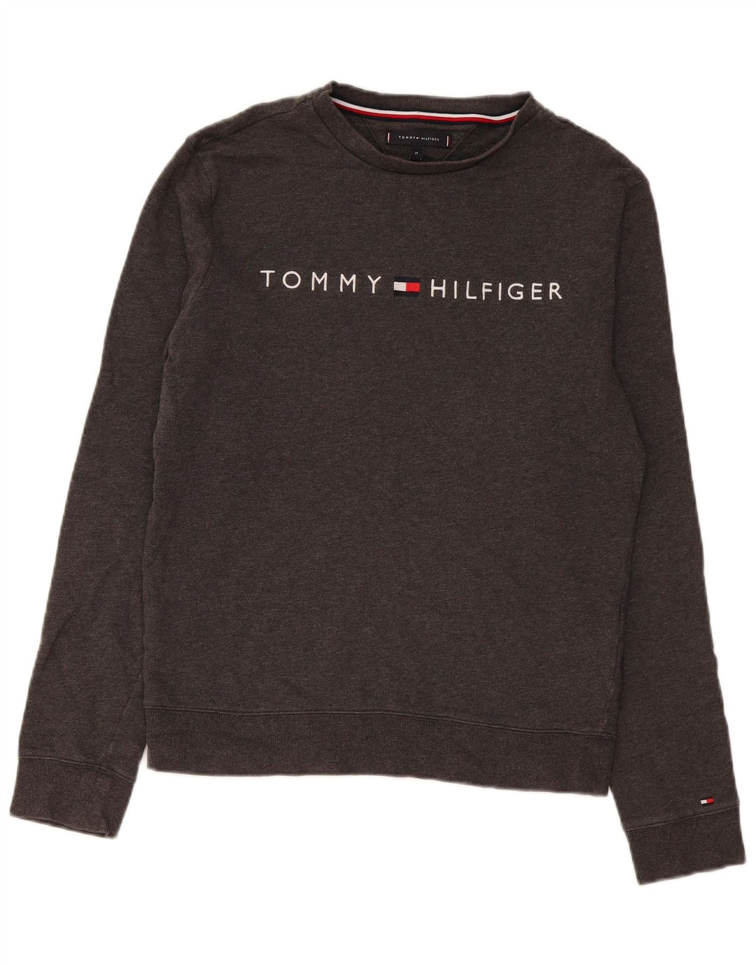 Hanorac grafic pentru bărbați Tommy Hilfiger Pulover din bumbac gri mediu