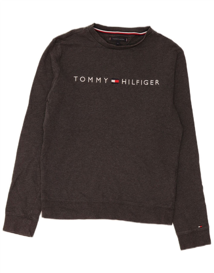 Hanorac grafic pentru bărbați Tommy Hilfiger Pulover din bumbac gri mediu