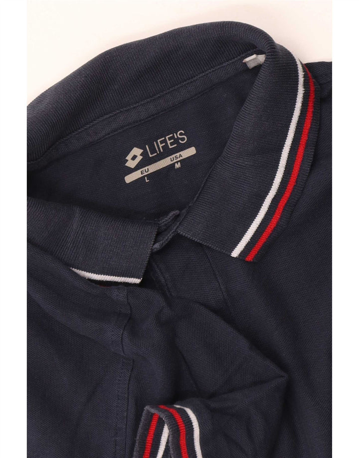 Tricou polo pentru bărbați Lotto, mediu bleumarin, în dungi