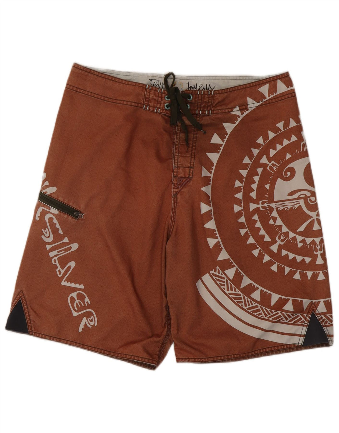 Pantaloni scurți de înot grafic Quiksilver pentru bărbați, maro mediu, poliester geometric