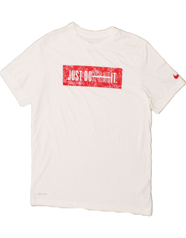 NIKE Womens Graphic T-Shirt Top UK 14 Medium White Cotton | Vintage Nike | Thrift | Second-Hand Nike | Used Clothing | Messina Hembry 