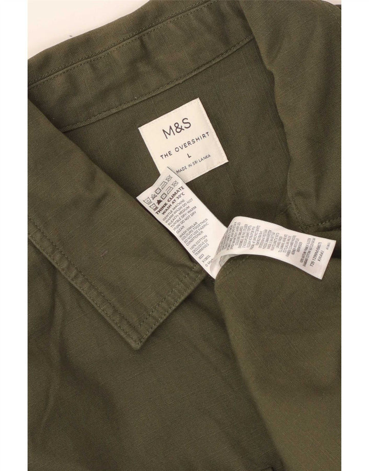Cămașă pentru bărbați Marks & Spencer, mare, kaki, bumbac