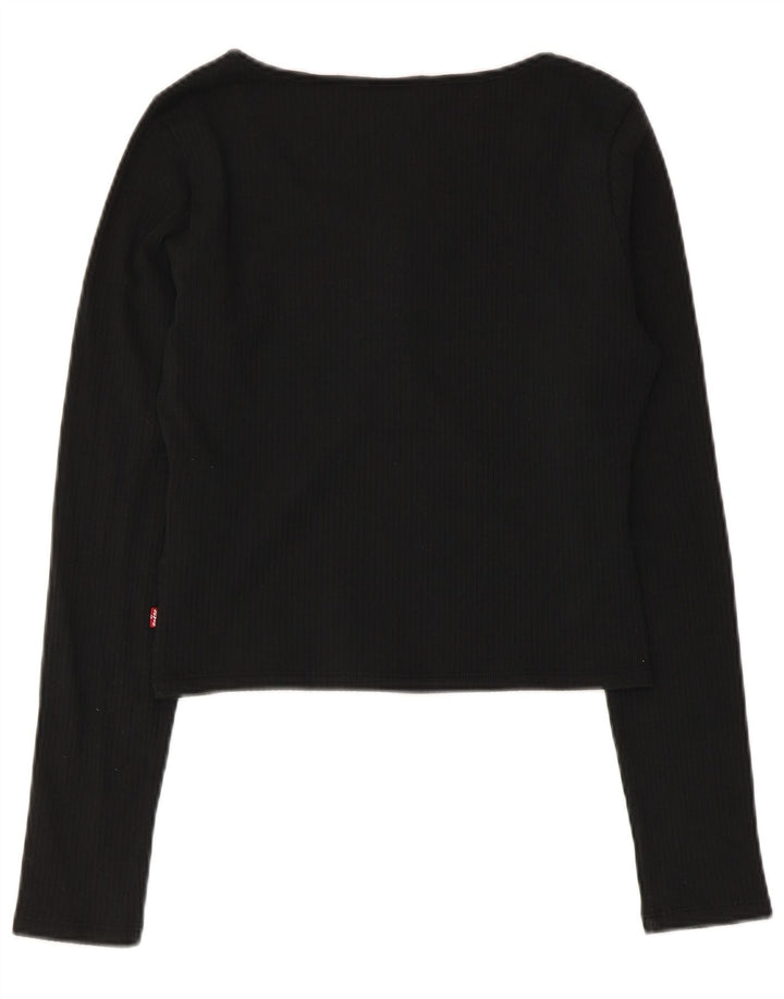 Crop Top pentru femei Levi's cu mânecă lungă UK 10, bumbac negru mic