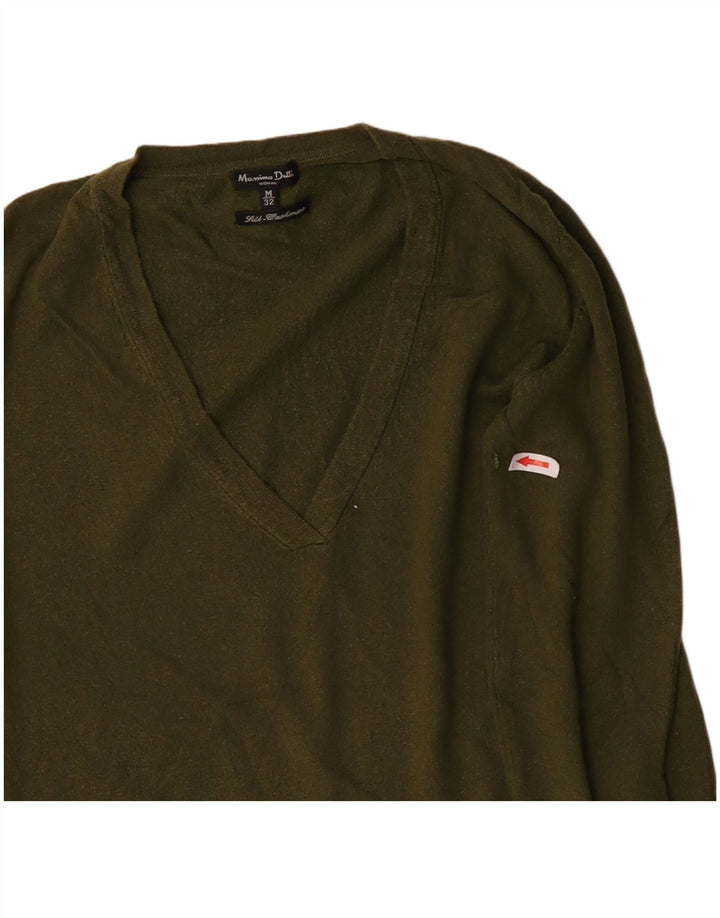 Pulover cu decolteu în V Massimo Dutti pentru femei UK 12 Mătase verde medie