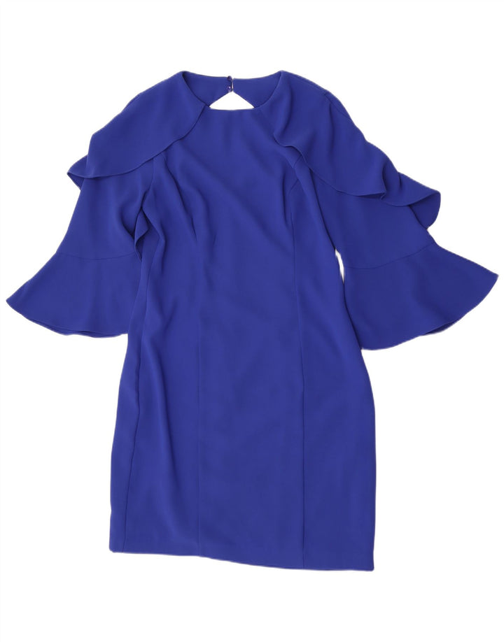 Rochie teacă pentru femei Coastă cu mâneci 3/4 UK 12 Poliester albastru mediu