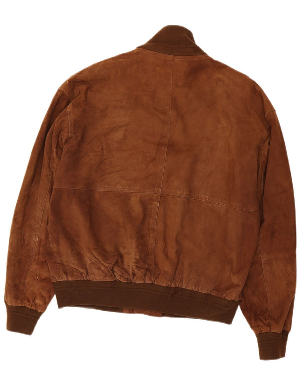 Conbipel Mens Suede Bomber Jacket IT 48 Medium Brown Leather