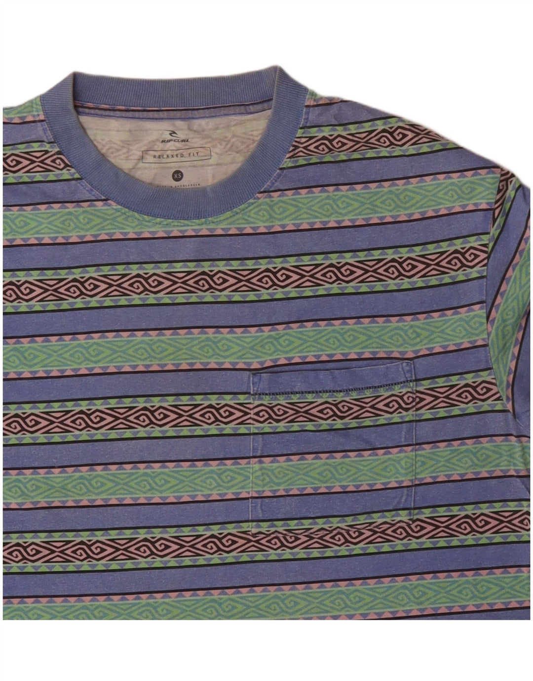 Tricou RIP CURL pentru bărbați, cu croială relaxată, XS, bumbac geometric multicolor