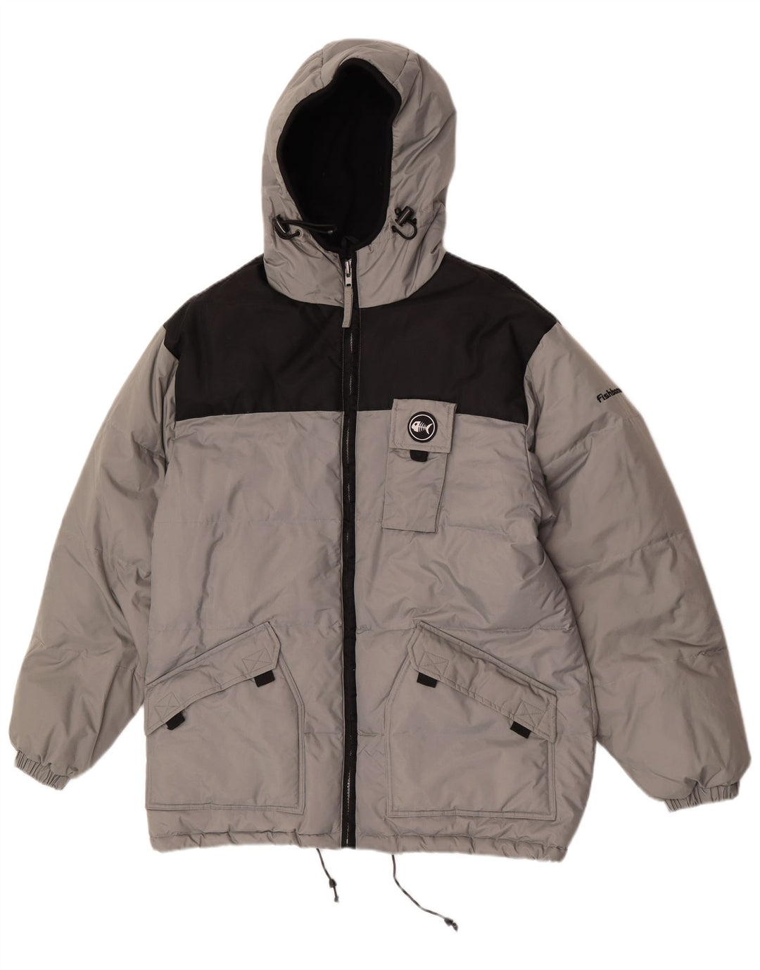 Jachetă căptușită cu glugă pentru bărbați Fishbone UK 38 Medium Gri Nylon Colorblock