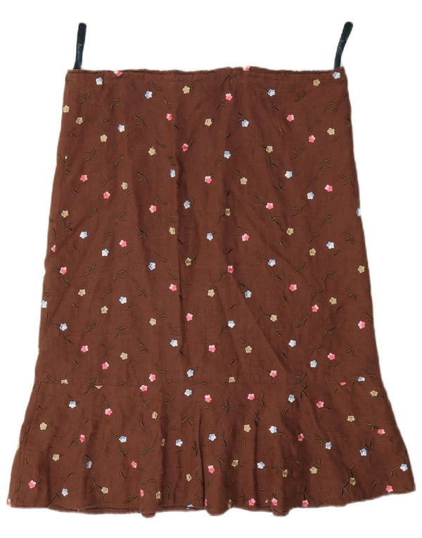 Fusta A-Line pentru femei Boden UK 10 Small W34 Brown Spot Linen