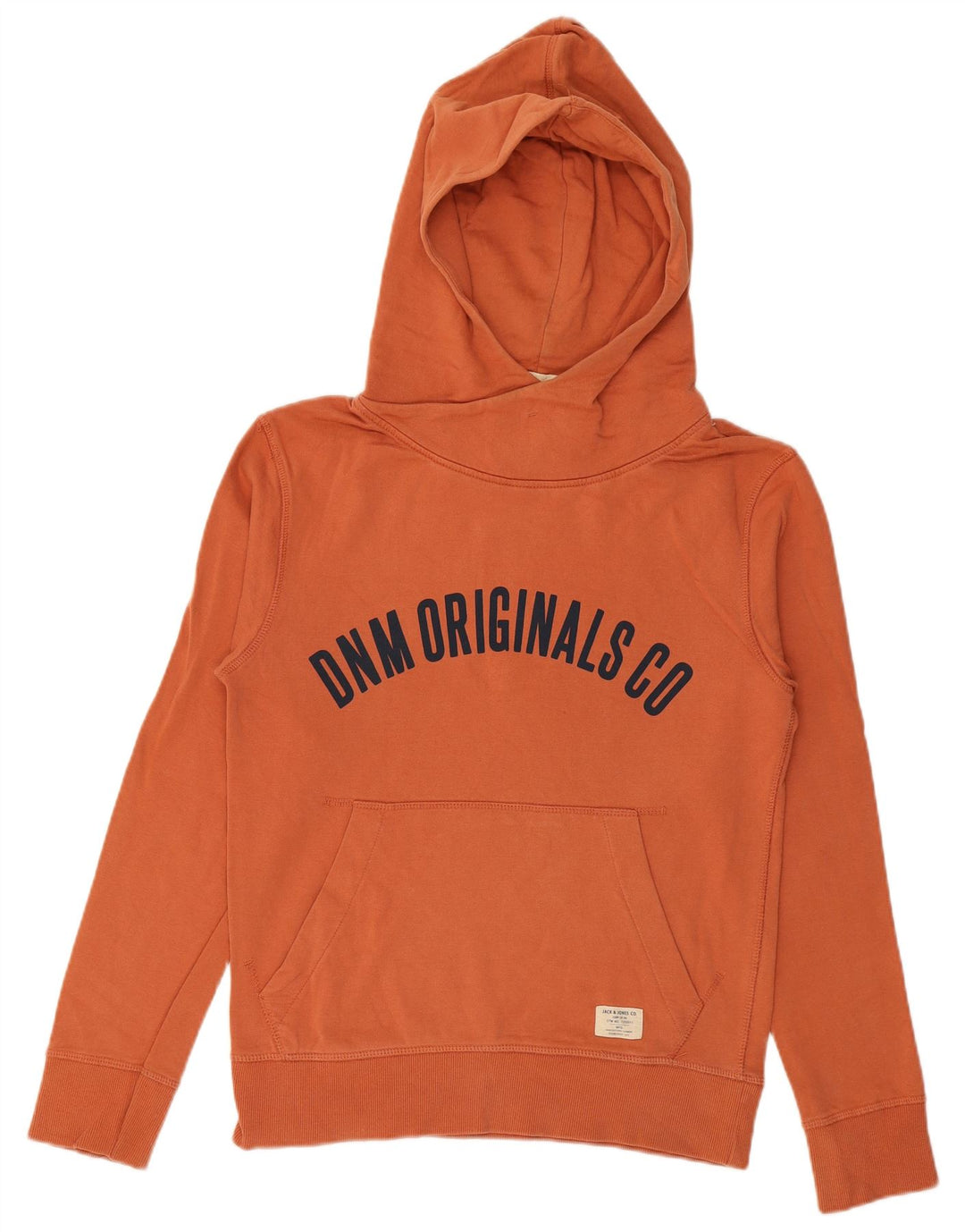 JACK & JONES Pulover cu glugă grafic pentru bărbați, portocaliu mic