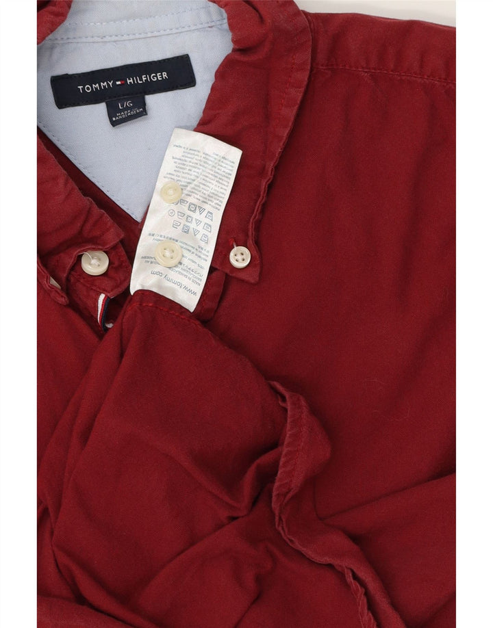 TOMMY HILFIGER Cămașă Bărbați Mare Bumbac Burgundy